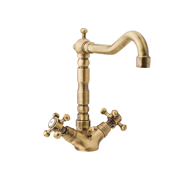 Bateria Retro umywalkowa wysoka, z krzyżykowymi pokrętłami bronzo Reitano Atea R337