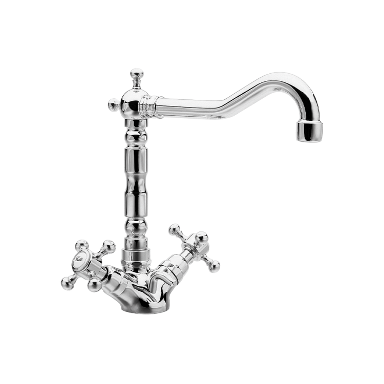 Bateria Retro umywalkowa wysoka, z krzyżykowymi pokrętłami Reitano Atea R337 chrom