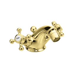 Bateria Retro bidetowa z krzyżykowymi pokrętłami złoty Reitano Atea R318