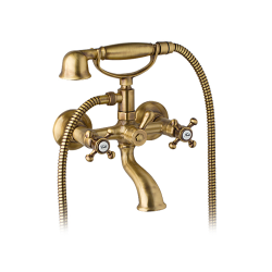 Bateria wannowa Retro ze słuchawką prysznicową i wężem Reitano Atea R301 bronzo