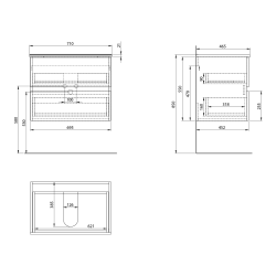 PANEDA STRIP szafka umywalkowa 69,5x55x45,2cm, dąb emporio