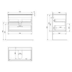 PANEDA STRIP szafka umywalkowa, 79,5x55x45,2cm, dąb emporio
