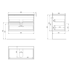 PANEDA STRIP szafka umywalkowa 89,5x55x45,2cm, dąb emporio