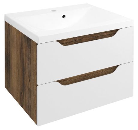Przejdź do produktu WAVE szafka umywalkowa 60x65x47,8cm, biała/dąb collingwood