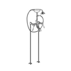 Bateria wannowa wolnostojąca Retro z wężem i słuchawką Giulini Praga 7500/N chrom