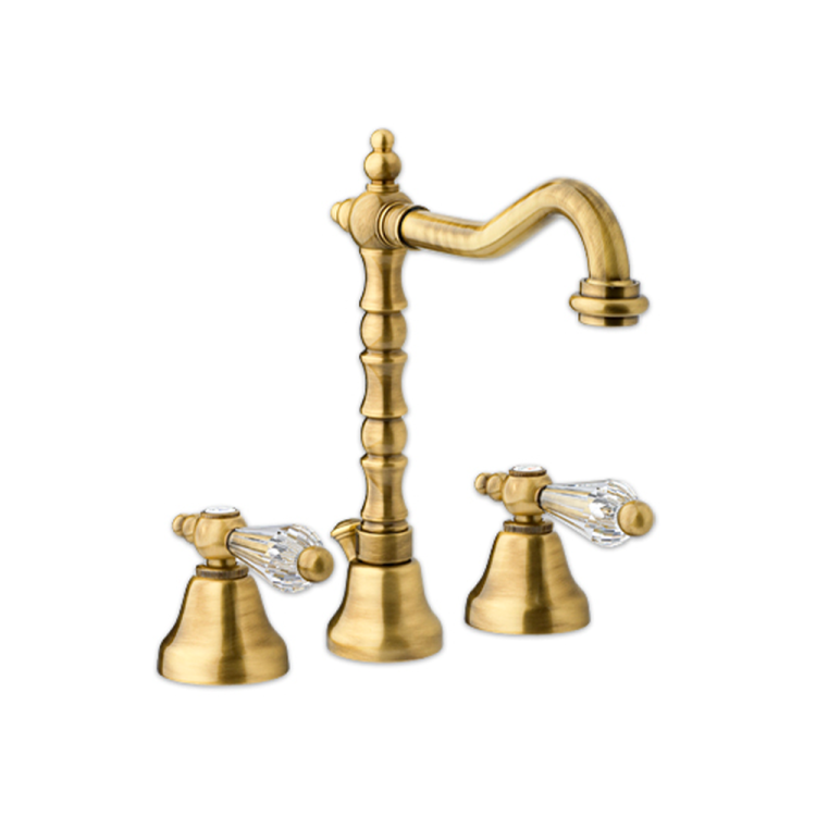 Bateria umywalkowa 3-otworowa Retro z kryształem Swarovskiego Giulini Praga 7512/S bronzo