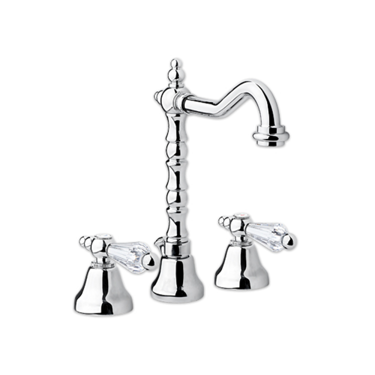 Bateria umywalkowa 3-otworowa Retro z kryształem Swarovskiego Giulini Praga 7512/S chrom