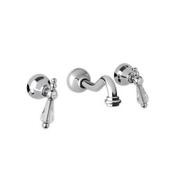 Bateria umywalkowa Retro ścienna 3-otworowa z kryształami Swarovskiego Giulini Praga 7522 chrom