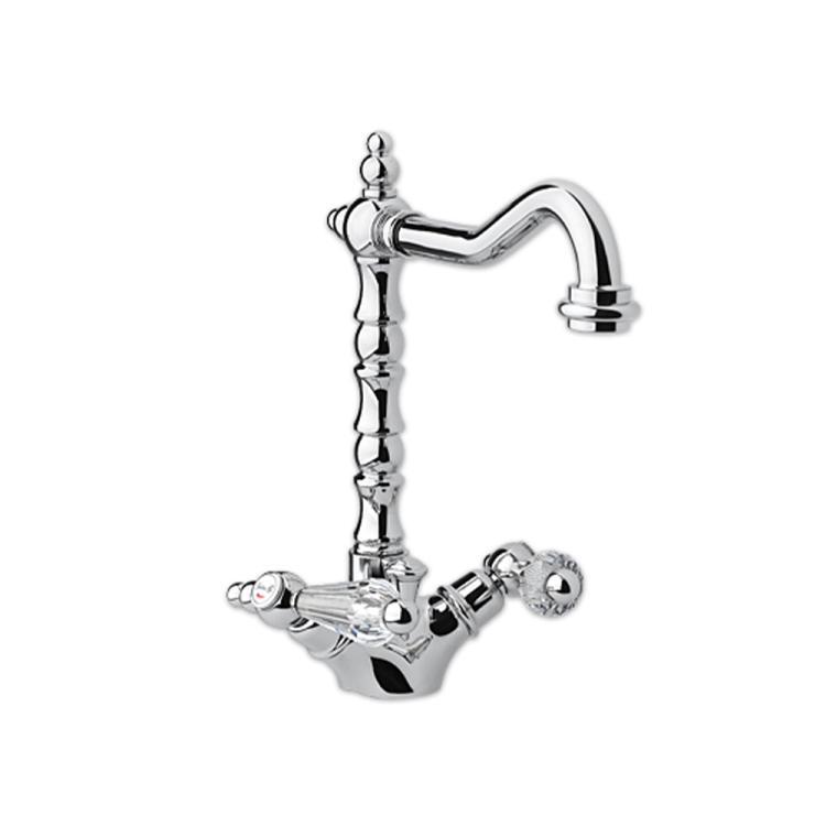 Bateria umywalkowa Retro 2-uchwytowa wysoka, z kryształami Swarovskiego Giulini Praga 7556/S chrom