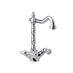 Retro bateria umywalkowa jednootworowa wysoka z kryształami Swarovskiego Giulini Praga 7556/S chrom