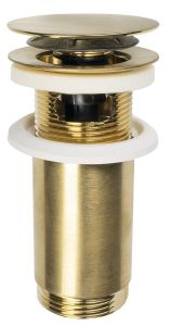 Korek umywalkowy 5/4“, klik-klak, duży grzybek, max 80mm, złoto mat