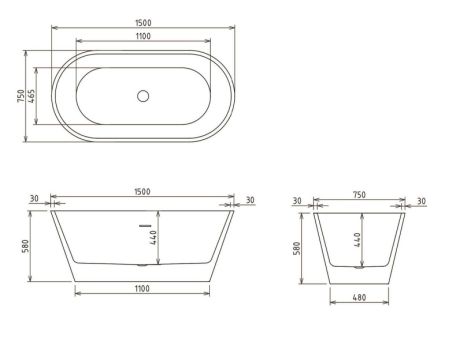 Przejdź do produktu Wanna wolnostojąca 150x75 cm z syfonem Besco Deeva #WWA-150-DCH biały połysk