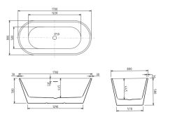 Wanna wolnostojąca 170x80 cm z syfonem Besco Deeva #WWA-170-DCH biały połysk