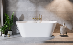Wanna wolnostojąca 150x75 cm z syfonem Besco Deeva #WWA-150-DCH biały połysk