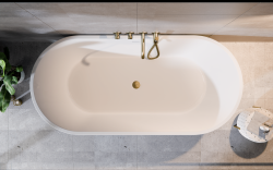 Wanna wolnostojąca 180x80 cm ze białą maskownicą odpływu Besco Deeva #WWA-180-DBI biały połysk