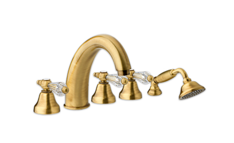 Bateria na wannę 5-otworowa Retro z kryształami Swarovskiego Giulini Praga 7560/S bronzo