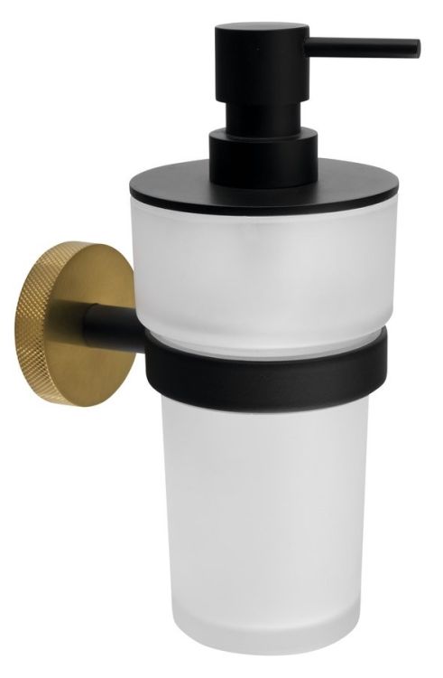 LARISSA mydleniczka 250ml, skło mleczne, czarny/złoty mat