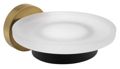 Przejdź do produktu LARISSA mydelniczka, sklo mleczne, czarny/złoty mat