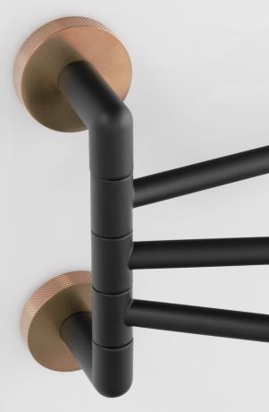 Przejdź do produktu LARISSA wieszak na ręczniki potrójny obrotowy 350mm, czarny/miedź mat