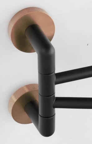 Przejdź do produktu LARISSA wieszak na ręczniki podwójny obrotowy 350mm, czarny/miedź mat