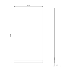 Lustro z półką 50x95cm, CU free, czarny mat