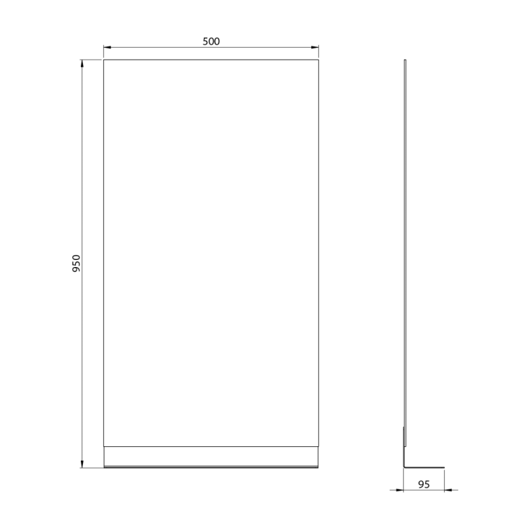 Lustro z półką 50x95cm, CU free, czarny mat