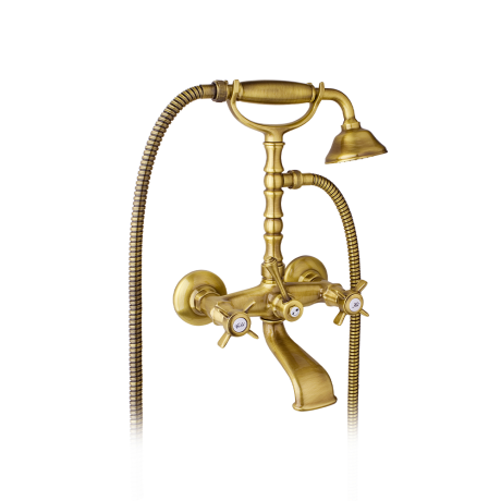 Przejdź do produktu Bateria wannowa ścienna Retro z zestawem natryskowym Giulini Parigi 7300 bronzo 