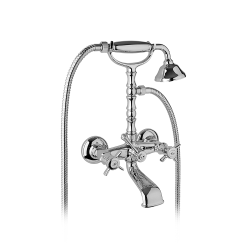 Bateria wannowa ścienna Retro z zestawem natryskowym Giulini Parigi 7300 chrom