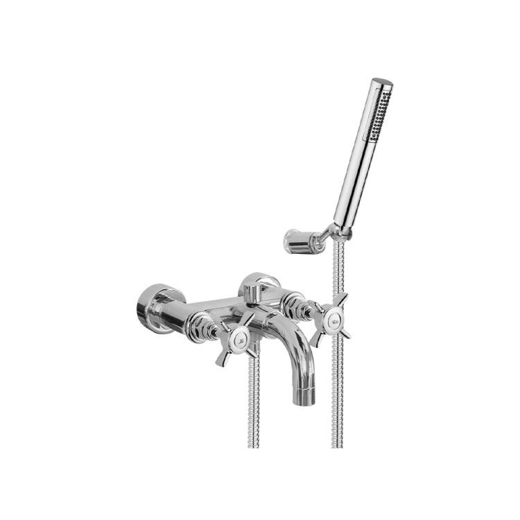 Bateria wannowa Retro ze słuchawką prysznicową i wężem Giulini G5 7901 chro