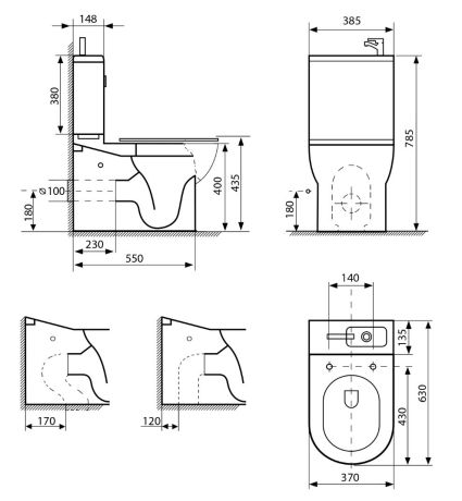 Przejdź do produktu JALTA HYGIE kompakt WC z umywalką, Rimless, odpływ poziomy/pionowy, biały
