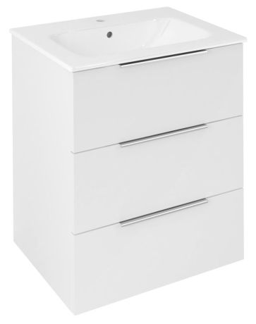 Przejdź do produktu CIRASA szafka pod umywalkę 59,2x75x46cm, 3 szuflada , biały połysk