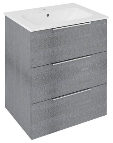 Przejdź do produktu CIRASA szafka pod umywalkę 59,2x75x46cm, 3 szuflada , dąb srebrny
