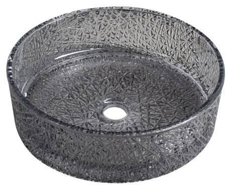 Przejdź do produktu ERSEL grawerowana szklana umywalka nablatowa średnica 39,5cm, czarny
