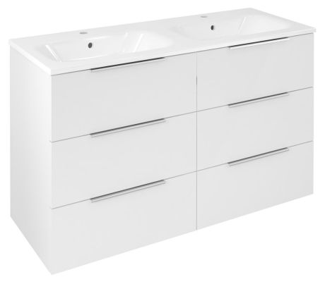 Przejdź do produktu CIRASA szafka umywalkowa 118,4x75x46cm, 3x zsuflad, biały połysk