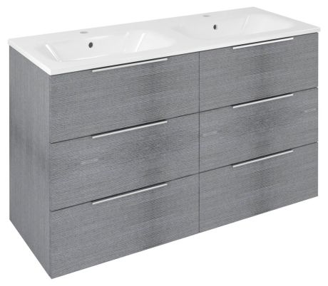 Przejdź do produktu CIRASA szafka umywalkowa 118,4x75x46cm, 3x zsuflad, srebrny dąb