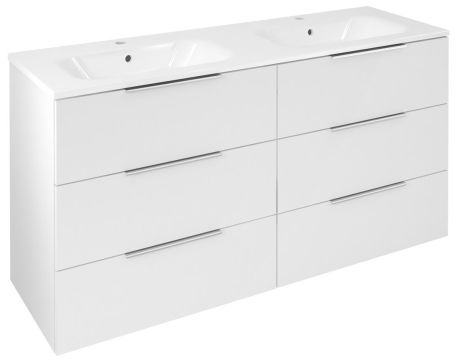 Przejdź do produktu CIRASA szafka umywalkowa 139,6x75x46cm, 3x zsuflad, biały połysk