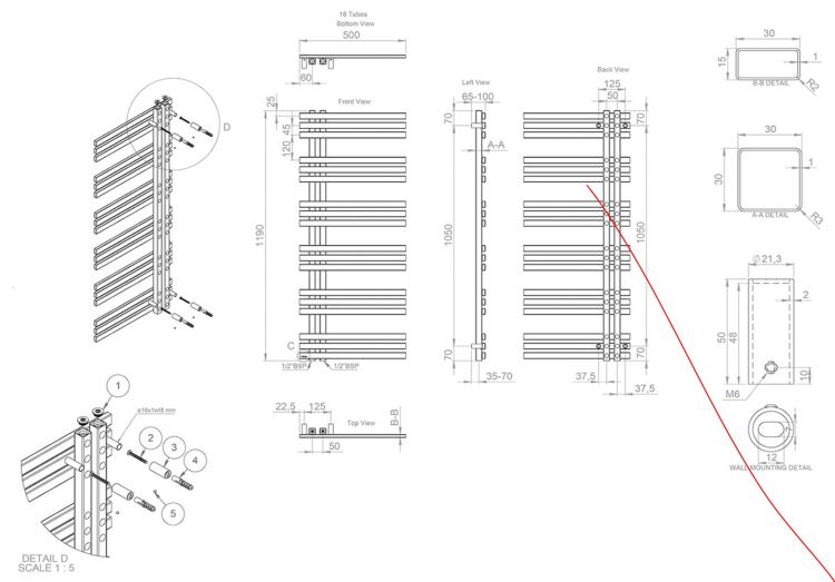 grzejnik 50x119 cm stal nierdzewna rysunek techniczny.JPG