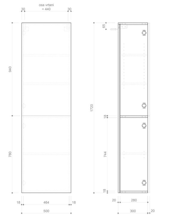 szafka boczna wisząca 172 cm wysokości espace rysunek techniczny.JPG