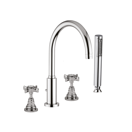 Przejdź do produktu Bateria wannowa 4-otworowa Retro ze słuchawką prysznicową Giulini G5 7965 chrom