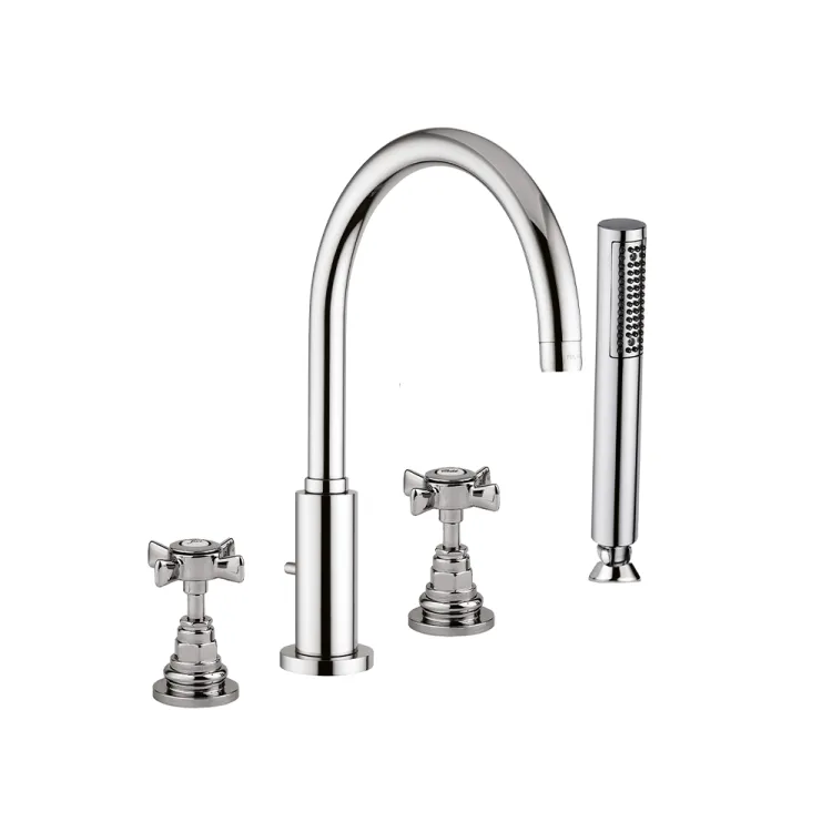 Bateria wannowa 4-otworowa Retro ze słuchawką prysznicową Giulini G5 7965 chrom
