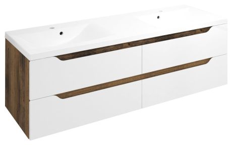 Przejdź do produktu WAVE szafka umywalkowa 149,7x50x47,8cm, biała/dąb collingwood