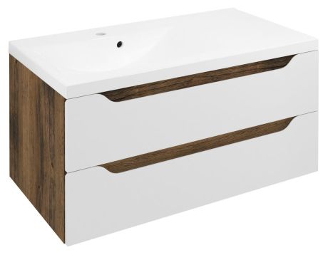 Przejdź do produktu WAVE szafka umywalkowa 89,7x45x47,8cm, lewa, biała/dąb collingwood