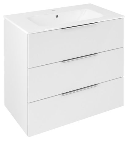 Przejdź do produktu CIRASA szafka pod umywalkę 79,8x75x46cm, 3 szuflada , biały połysk