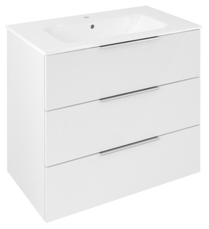 CIRASA szafka pod umywalkę 79,8x75x46cm, 3 szuflada , biały połysk