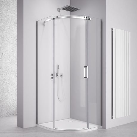 Przejdź do produktu THRON SQUARE kabina prysznicowa półokrągła 900x900mm, szkło czyste, lewa