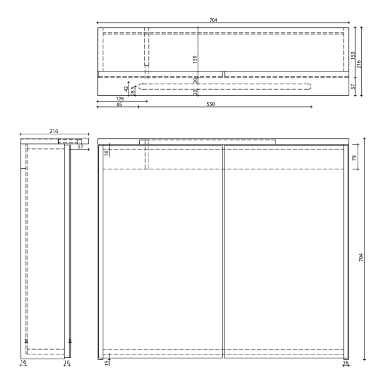 KAWA STRIP szafka z lustrem, oświetlenie LED 70x70x22cm, biały