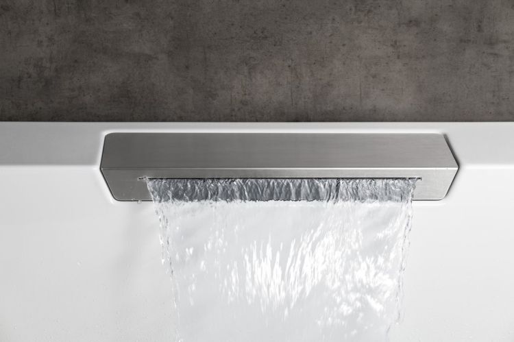 CASCATA wanna z hydromasażem, 185x85x45cm, kaskada ze stali nierdz., Highline Hydro-Air, chrom