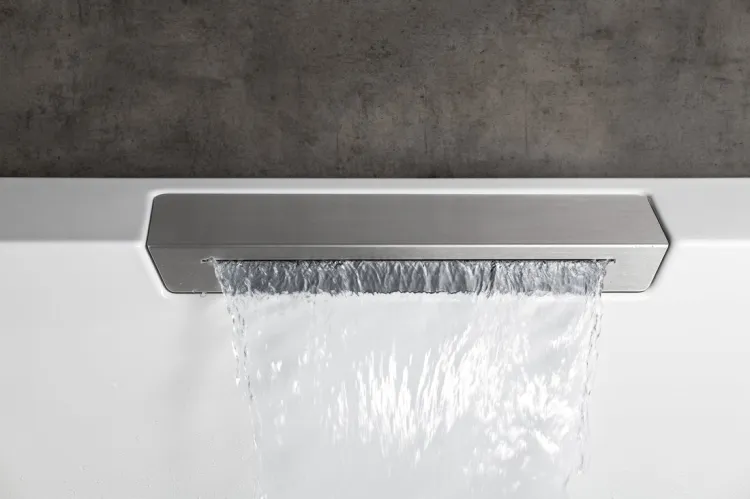 CASCATA wanna z hydromasażem, 185x85x45cm, kaskada ze stali nierdz., Attraction Hydro, chrom