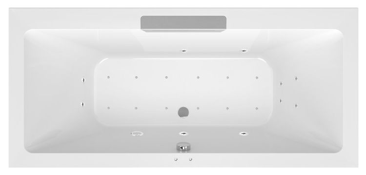 CASCATA wanna z hydromasażem, 185x85x45cm, kaskada ze stali nierdz., Active Hydro-Air, chrom