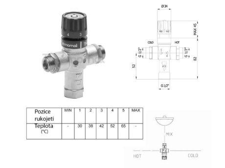 Przejdź do produktu Termostatyczny regulator wody, 1/2", 30-60 stopni, zawory zwrotne